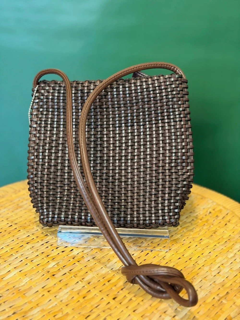 Vintage Nine West Brown‎ Woven Crossbody Bag